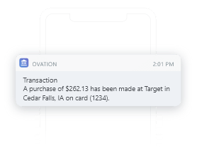 Debit card transaction text notification